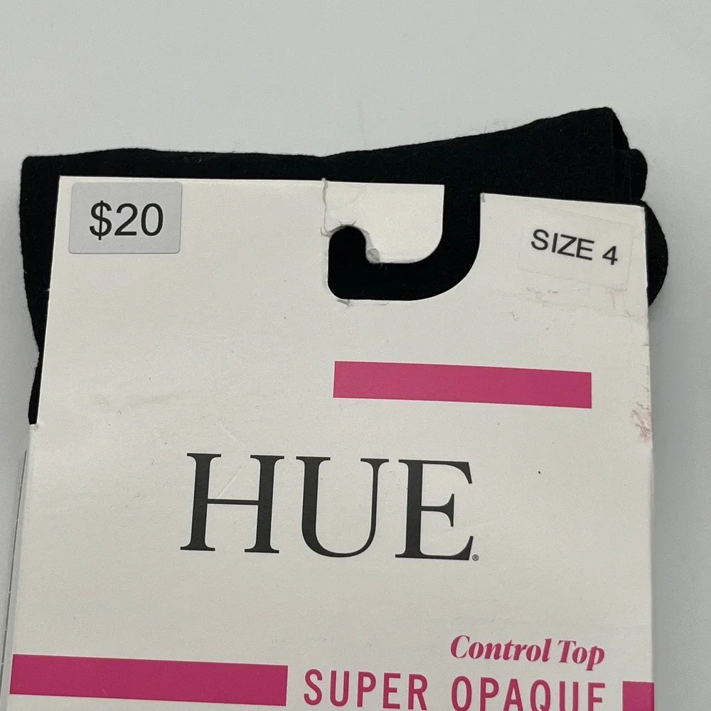HUE Tights Womens Size 4 Black Super Opaque Control Top U6638 Perfit Technology